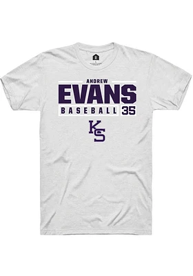 Andrew Evans  K-State Wildcats White Rally NIL Stacked Box Short Sleeve T Shirt