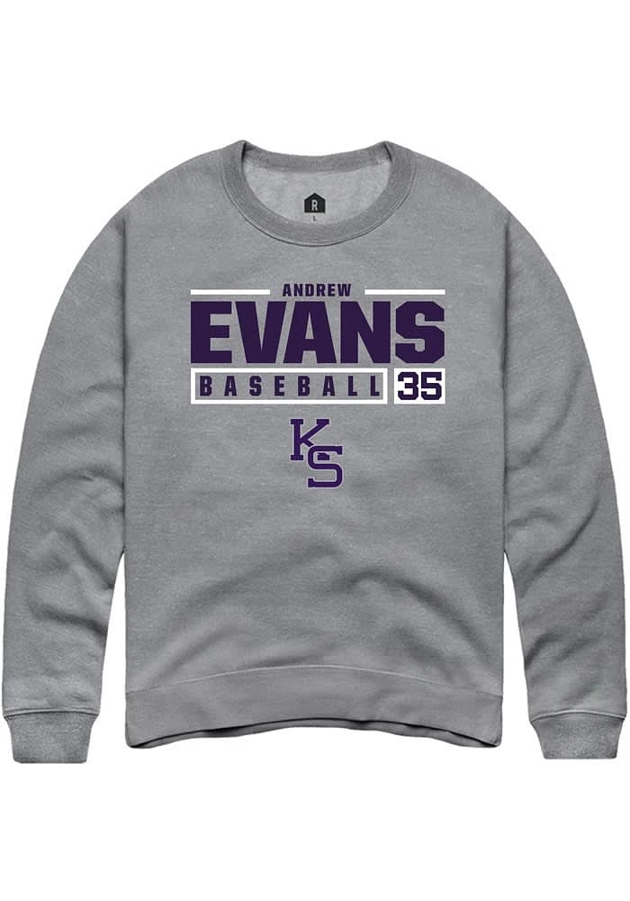 Andrew Evans Rally K-State Wildcats Mens Graphite NIL Stacked Box Long Sleeve Crew Sweatshirt