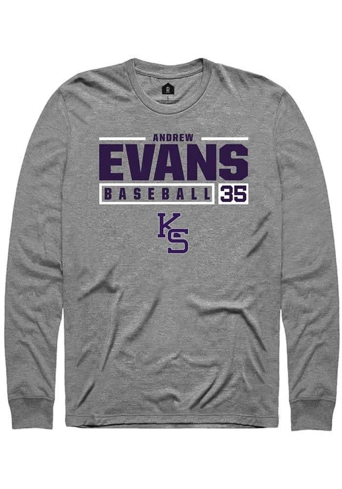 Andrew Evans K-State Wildcats Graphite Rally NIL Stacked Box Long Sleeve T Shirt