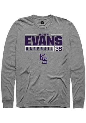 Andrew Evans  K-State Wildcats Graphite Rally NIL Stacked Box Long Sleeve T Shirt