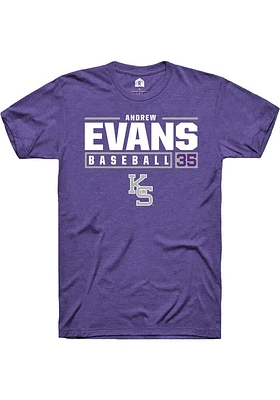 Andrew Evans  K-State Wildcats Purple Rally NIL Stacked Box Short Sleeve T Shirt