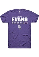 Andrew Evans  K-State Wildcats Purple Rally NIL Stacked Box Short Sleeve T Shirt