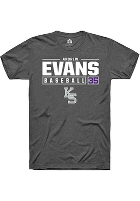 Andrew Evans  K-State Wildcats Dark Grey Rally NIL Stacked Box Short Sleeve T Shirt