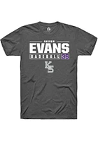 Andrew Evans  K-State Wildcats Dark Grey Rally NIL Stacked Box Short Sleeve T Shirt