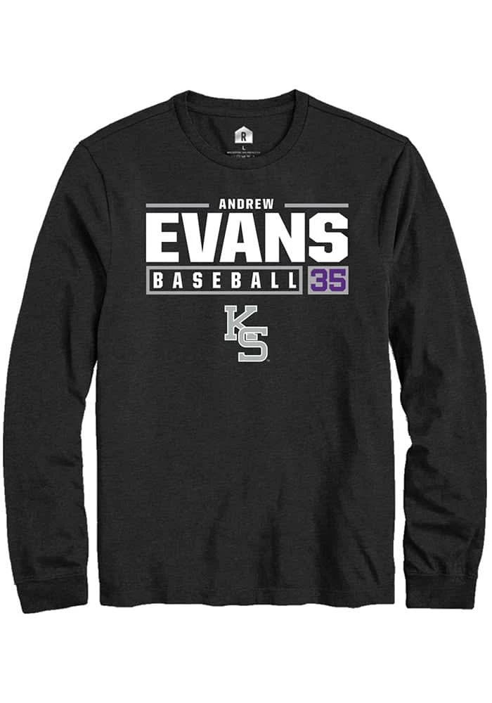 Andrew Evans  K-State Wildcats Black Rally NIL Stacked Box Long Sleeve T Shirt