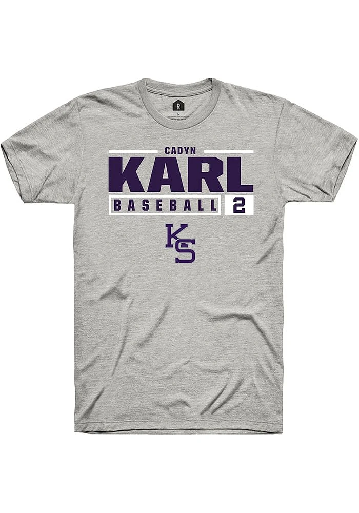Cadyn Karl K-State Wildcats Ash Rally NIL Stacked Box Short Sleeve T Shirt