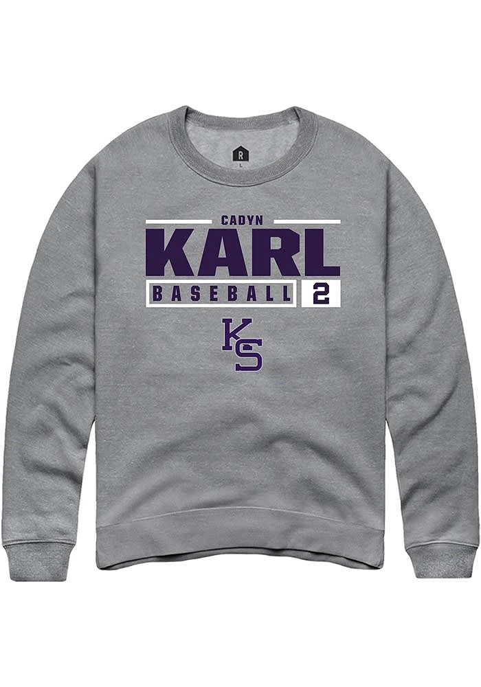 Cadyn Karl Rally K-State Wildcats Mens Graphite NIL Stacked Box Long Sleeve Crew Sweatshirt