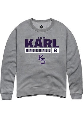 Cadyn Karl  Rally K-State Wildcats Mens Graphite NIL Stacked Box Long Sleeve Crew Sweatshirt