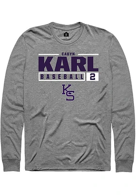 Cadyn Karl  K-State Wildcats Graphite Rally NIL Stacked Box Long Sleeve T Shirt
