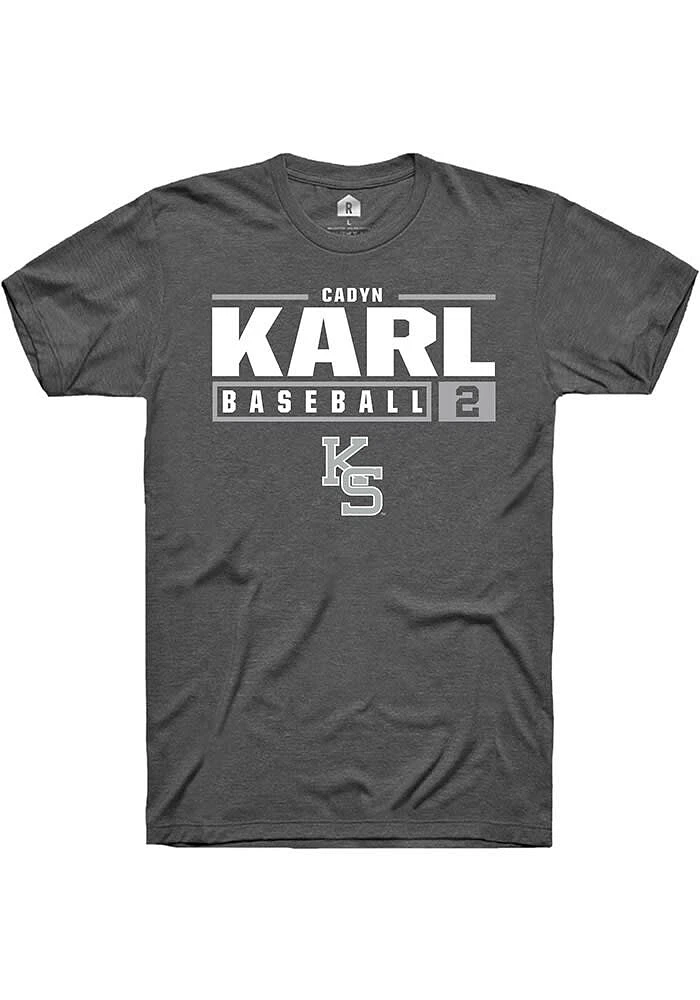 Cadyn Karl K-State Wildcats Dark Grey Rally NIL Stacked Box Short Sleeve T Shirt