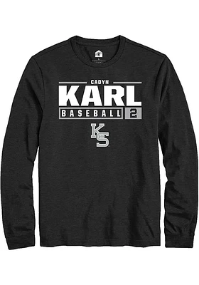 Cadyn Karl  K-State Wildcats Black Rally NIL Stacked Box Long Sleeve T Shirt