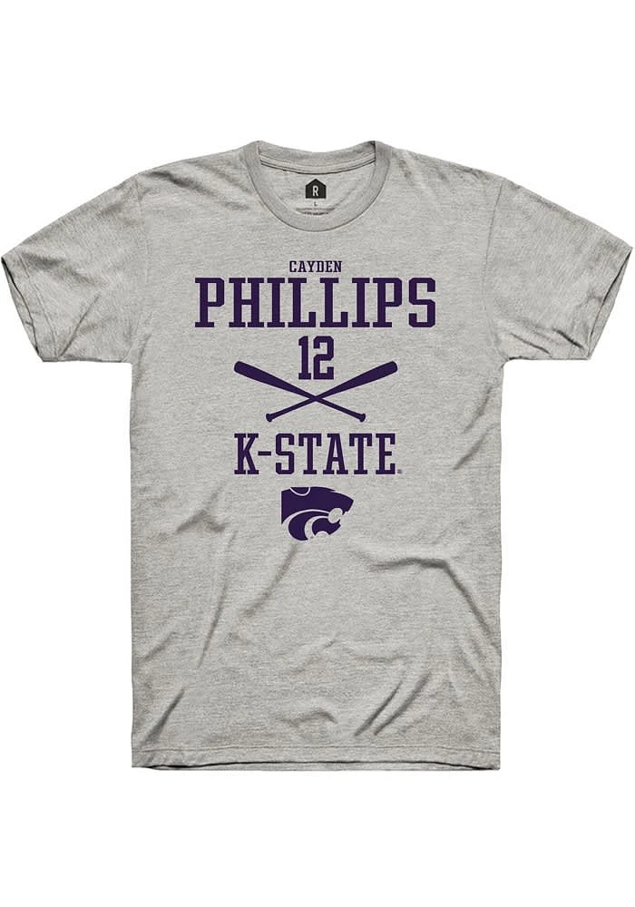 Cayden Phillips K-State Wildcats Ash Rally NIL Sport Icon Short Sleeve T Shirt