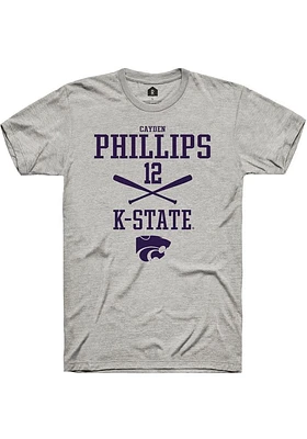 Cayden Phillips  K-State Wildcats Ash Rally NIL Sport Icon Short Sleeve T Shirt