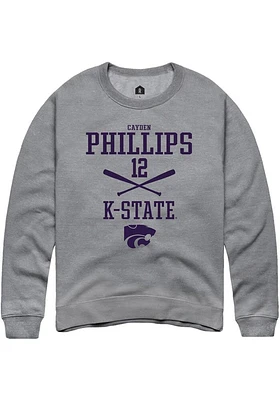 Cayden Phillips  Rally K-State Wildcats Mens Graphite NIL Sport Icon Long Sleeve Crew Sweatshirt
