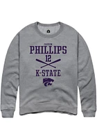 Cayden Phillips  Rally K-State Wildcats Mens Graphite NIL Sport Icon Long Sleeve Crew Sweatshirt