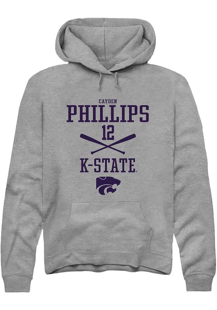 Cayden Phillips Rally K-State Wildcats Mens Graphite NIL Sport Icon Long Sleeve Hoodie