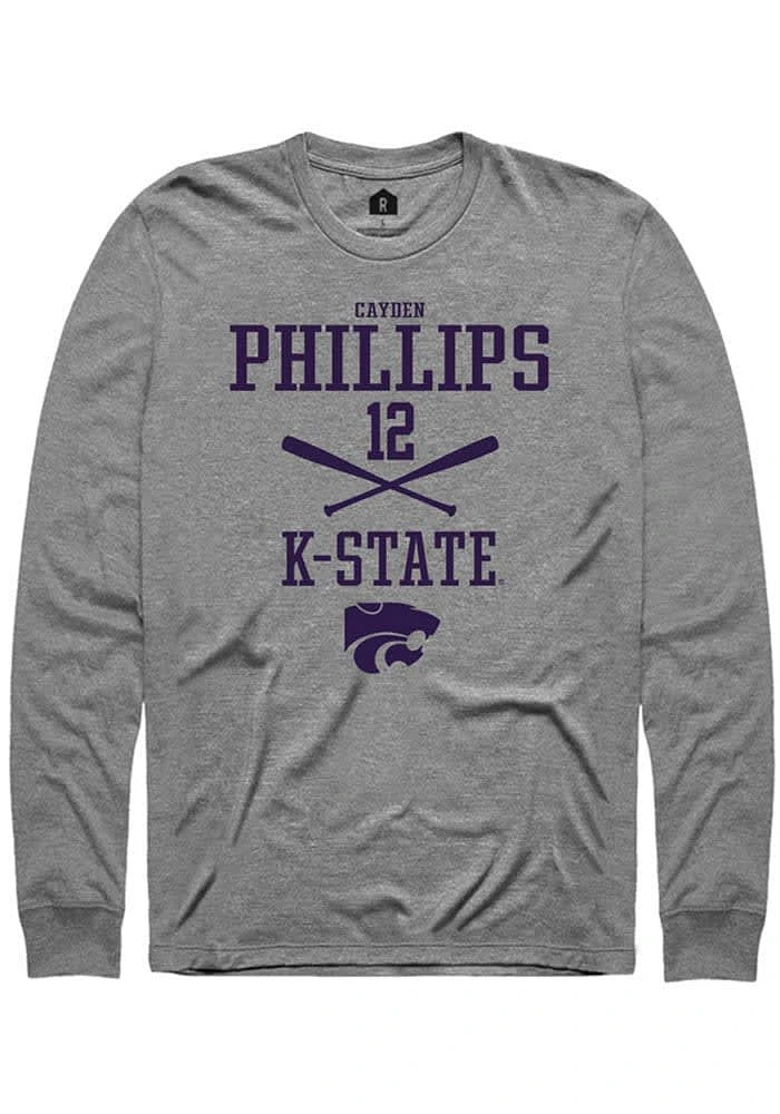 Cayden Phillips K-State Wildcats Graphite Rally NIL Sport Icon Long Sleeve T Shirt