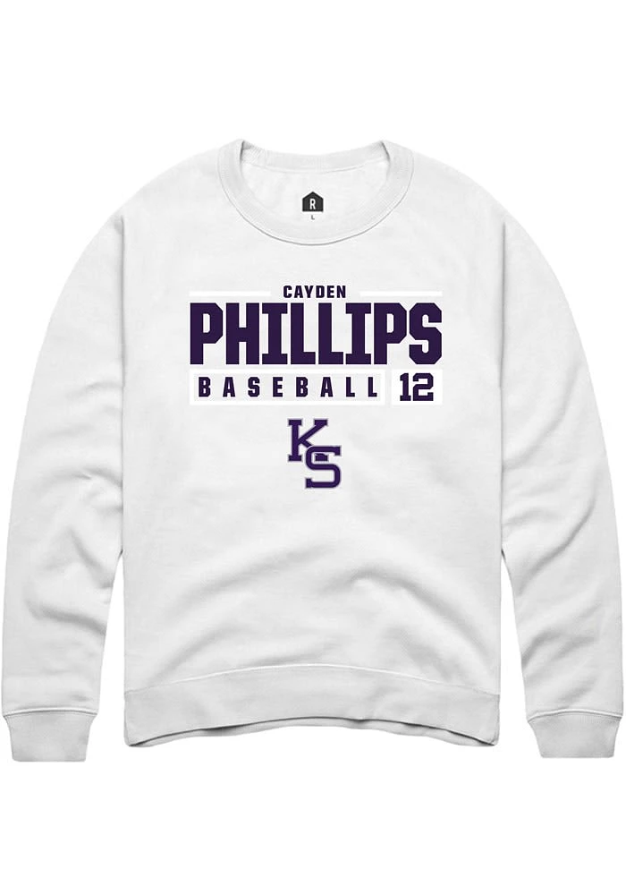 Cayden Phillips Rally K-State Wildcats Mens NIL Stacked Box Long Sleeve Crew Sweatshirt