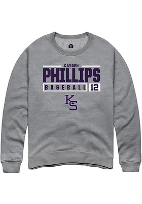 Cayden Phillips  Rally K-State Wildcats Mens Graphite NIL Stacked Box Long Sleeve Crew Sweatshirt