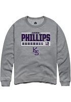 Cayden Phillips  Rally K-State Wildcats Mens Graphite NIL Stacked Box Long Sleeve Crew Sweatshirt