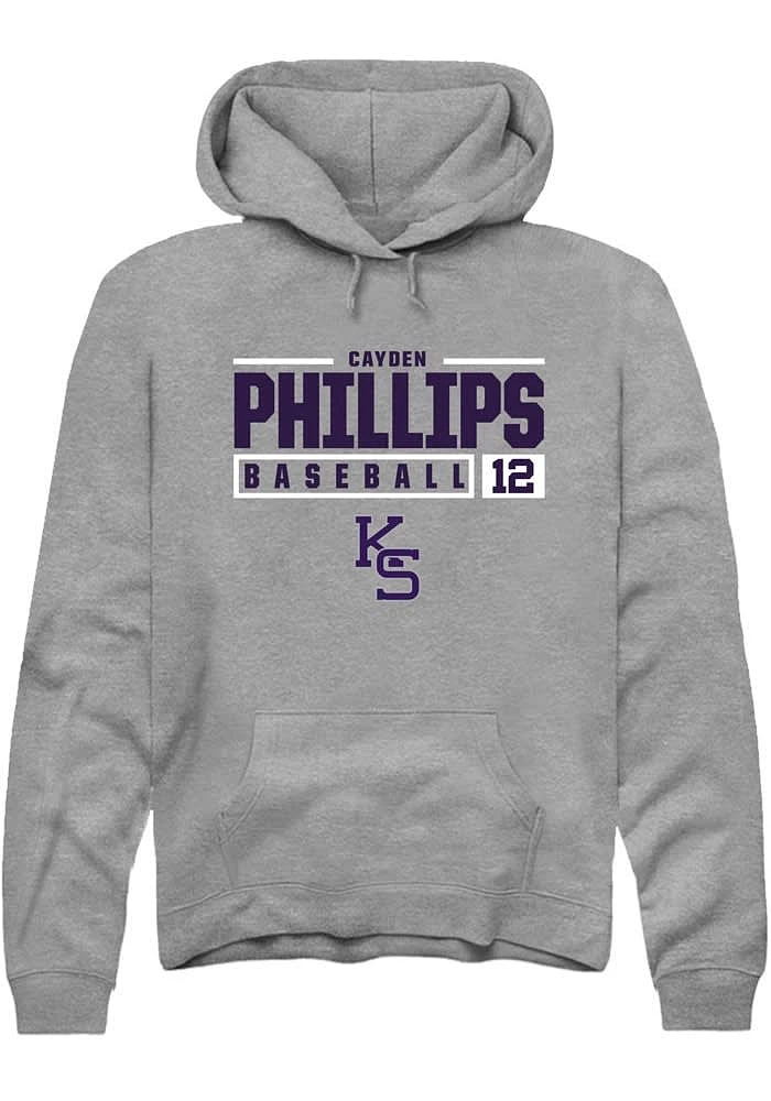 Cayden Phillips Rally K-State Wildcats Mens Graphite NIL Stacked Box Long Sleeve Hoodie