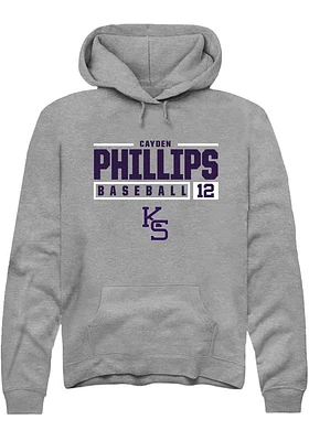Cayden Phillips  Rally K-State Wildcats Mens Graphite NIL Stacked Box Long Sleeve Hoodie