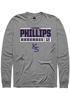 Cayden Phillips  K-State Wildcats Graphite Rally NIL Stacked Box Long Sleeve T Shirt