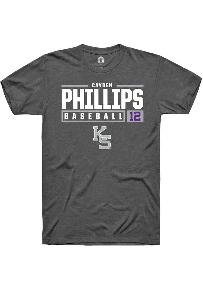 Cayden Phillips K-State Wildcats Dark Grey Rally NIL Stacked Box Short Sleeve T Shirt