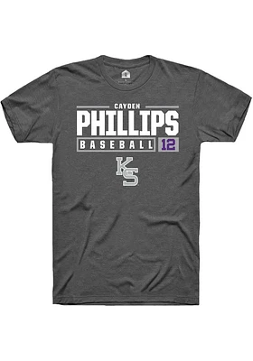 Cayden Phillips  K-State Wildcats Dark Grey Rally NIL Stacked Box Short Sleeve T Shirt