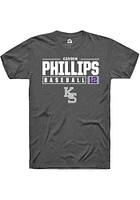Cayden Phillips  K-State Wildcats Dark Grey Rally NIL Stacked Box Short Sleeve T Shirt
