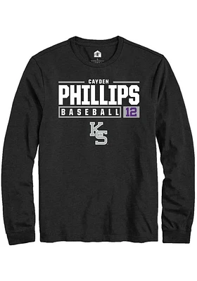 Cayden Phillips  K-State Wildcats Black Rally NIL Stacked Box Long Sleeve T Shirt