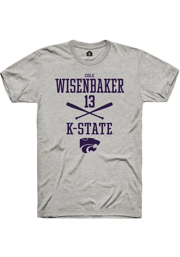 Cole Wisenbaker K-State Wildcats Ash Rally NIL Sport Icon Short Sleeve T Shirt