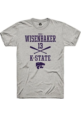 Cole Wisenbaker  K-State Wildcats Ash Rally NIL Sport Icon Short Sleeve T Shirt