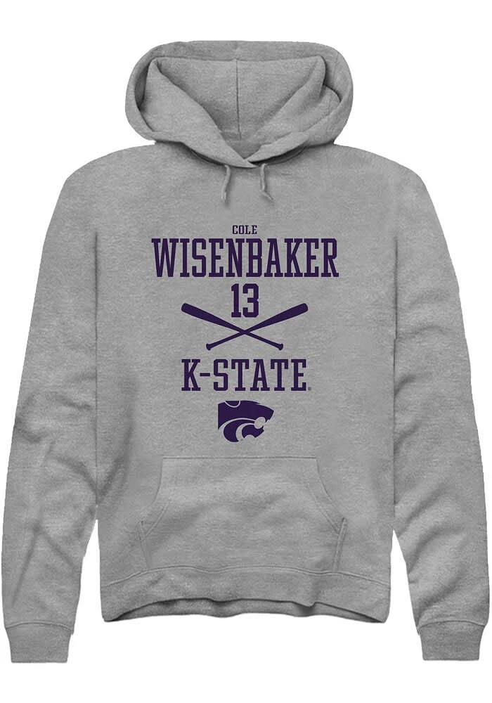Cole Wisenbaker Rally K-State Wildcats Mens Graphite NIL Sport Icon Long Sleeve Hoodie