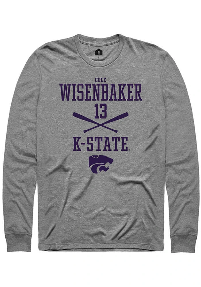 Cole Wisenbaker K-State Wildcats Graphite Rally NIL Sport Icon Long Sleeve T Shirt