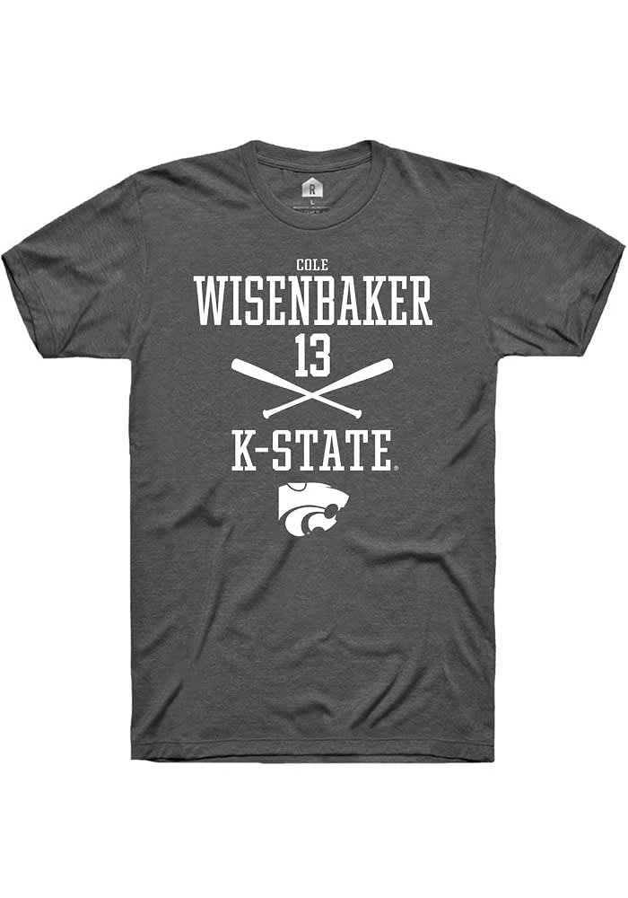 Cole Wisenbaker K-State Wildcats Dark Grey Rally NIL Sport Icon Short Sleeve T Shirt