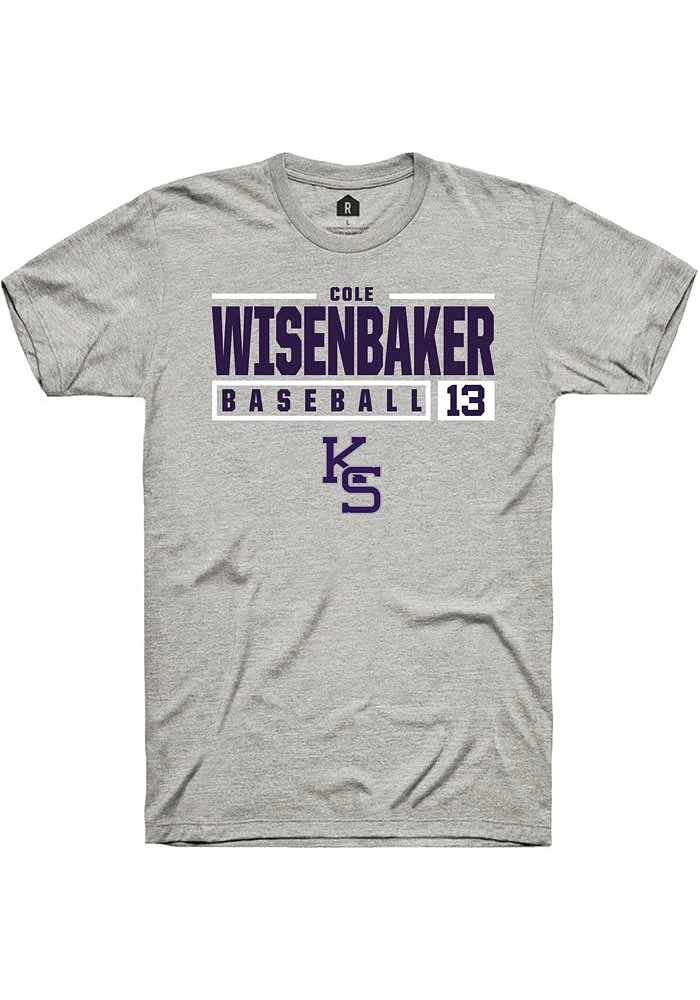 Cole Wisenbaker K-State Wildcats Ash Rally NIL Stacked Box Short Sleeve T Shirt