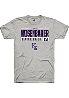 Cole Wisenbaker  K-State Wildcats Ash Rally NIL Stacked Box Short Sleeve T Shirt