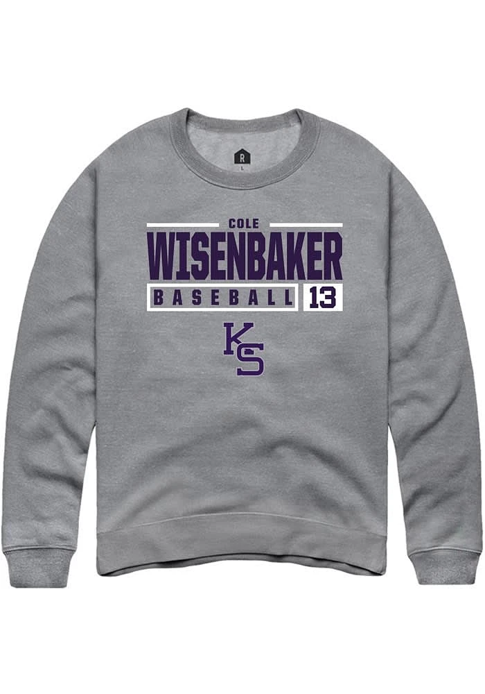 Cole Wisenbaker Rally K-State Wildcats Mens Graphite NIL Stacked Box Long Sleeve Crew Sweatshirt