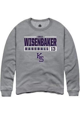 Cole Wisenbaker  Rally K-State Wildcats Mens Graphite NIL Stacked Box Long Sleeve Crew Sweatshirt