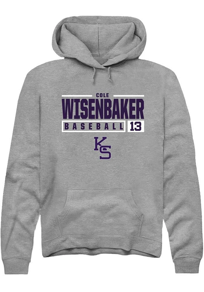 Cole Wisenbaker Rally K-State Wildcats Mens Graphite NIL Stacked Box Long Sleeve Hoodie