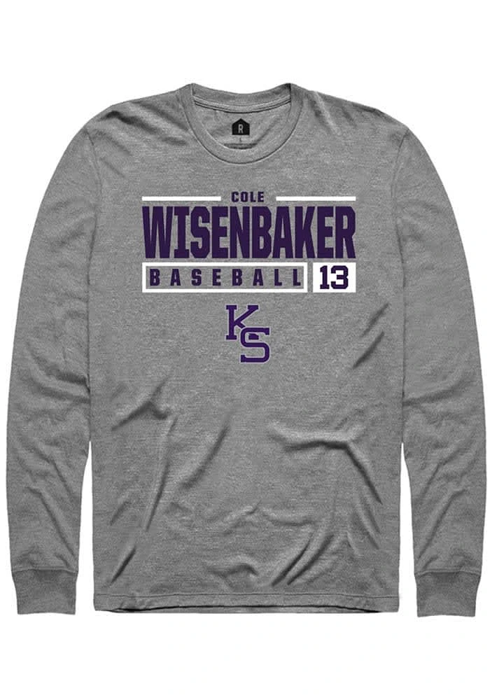 Cole Wisenbaker  K-State Wildcats Graphite Rally NIL Stacked Box Long Sleeve T Shirt