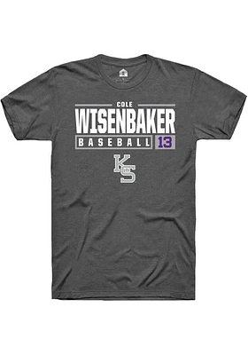 Cole Wisenbaker  K-State Wildcats Dark Grey Rally NIL Stacked Box Short Sleeve T Shirt