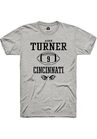 Aaron Turner  Cincinnati Bearcats Ash Rally NIL Sport Icon Short Sleeve T Shirt