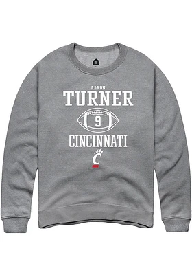 Aaron Turner  Rally Cincinnati Bearcats Mens Graphite NIL Sport Icon Long Sleeve Crew Sweatshirt