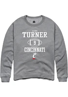 Aaron Turner  Rally Cincinnati Bearcats Mens Graphite NIL Sport Icon Long Sleeve Crew Sweatshirt