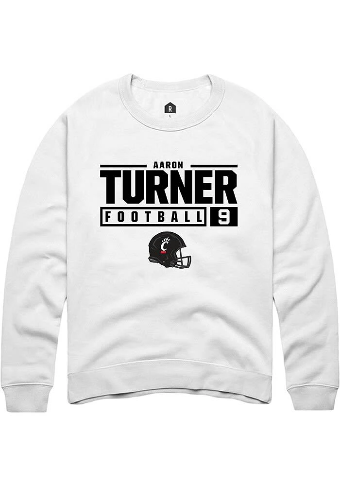 Aaron Turner Rally Cincinnati Bearcats Mens NIL Stacked Box Long Sleeve Crew Sweatshirt