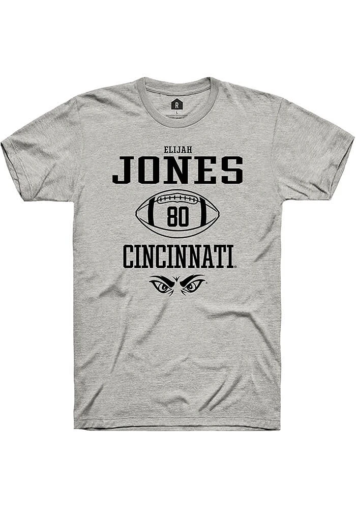 Elijah Jones  Cincinnati Bearcats Ash Rally NIL Sport Icon Short Sleeve T Shirt