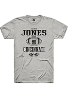 Elijah Jones  Cincinnati Bearcats Ash Rally NIL Sport Icon Short Sleeve T Shirt