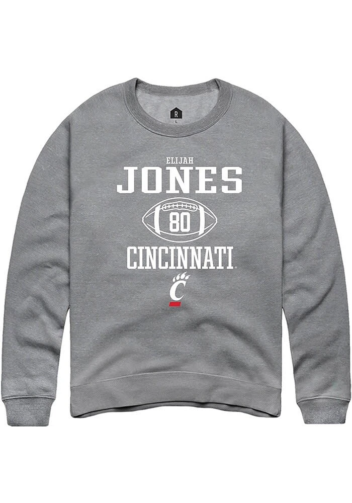 Elijah Jones Rally Cincinnati Bearcats Mens Graphite NIL Sport Icon Long Sleeve Crew Sweatshirt